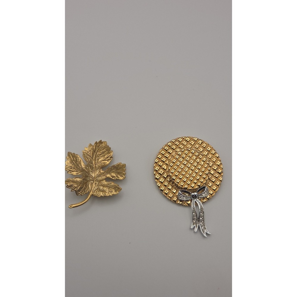 Vintage Joan Collins Collection Hat Brooch Pendant And Maple leaf Brooch